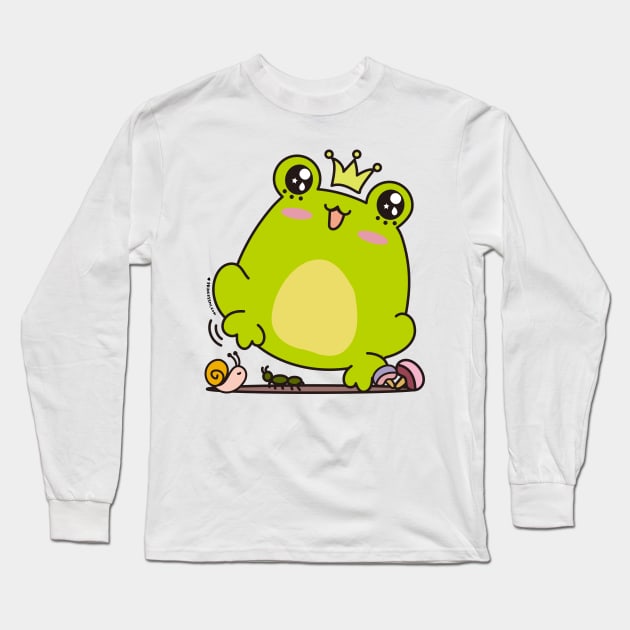 cute frog, kawaii frog cartoon Long Sleeve T-Shirt by princessmi-com